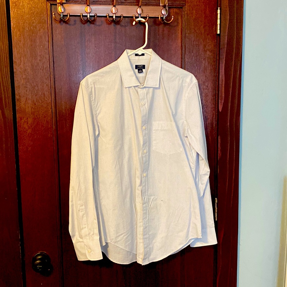 J. Crew White Button Down Grid Dress Shirt